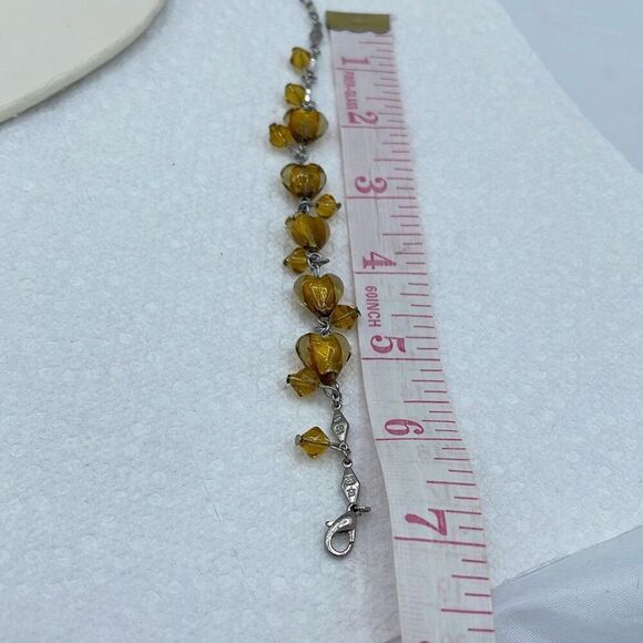 Heart shaped Italian glass beads  chain link bracelet - Picture 3 of 8